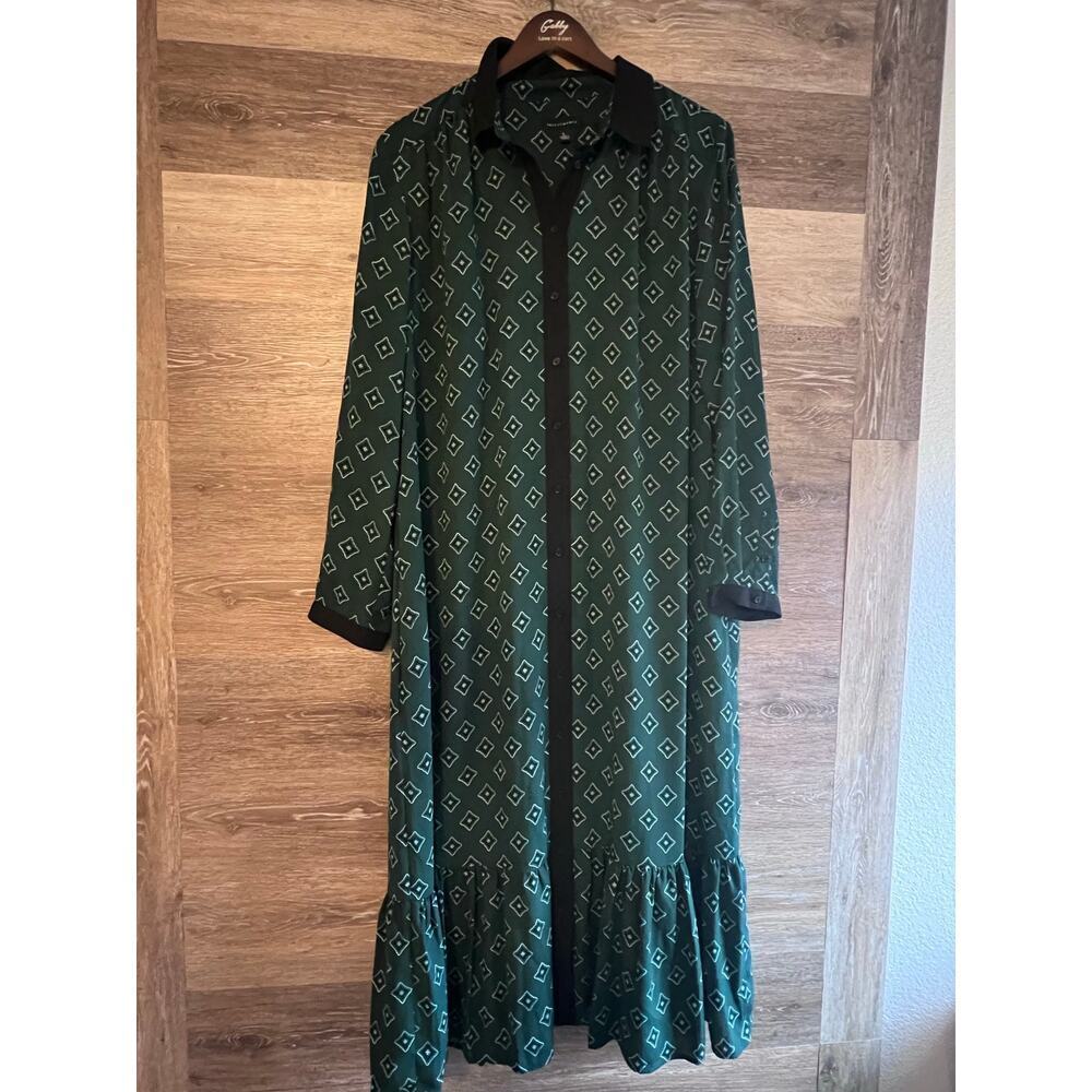 Investments dress size Large green long tall maxi long sleeves minimalist